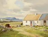 Cottages at Glen District, Co. Donegal by Maurice Canning Wilks, oil on canvas, sold Jul 2024
