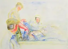 John B. Vallely, Bringing In The Catch, watercolour on paper