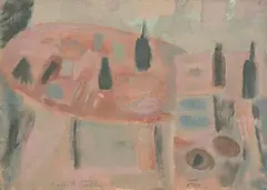 Work Table by Tony O'Malley, gouache on board, sold Jul 2024
