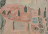 Tony O'Malley, Work Table, gouache on board