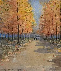 Horse and Carriage in a Tree Lined Avenue by William Percy French, 1915, watercolour on paper, sold Apr 2026