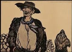 Jack Butler Yeats, Illustration for The Woman of Three Cows, 1914, watercolour, pen and ink on paper