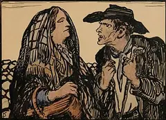 Jack Butler Yeats, Illustration for The Woman of Three Cows, 1914, watercolour, pen and ink on paper