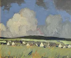 Paul Henry, Cottages in a Landscape, c.1910, oil on board