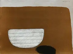 William Scott, Table Top Still Life Brown and White, 1975, gouache on paper