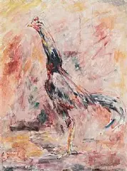 Basil Blackshaw, Cockerel, oil on canvas board