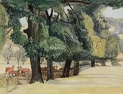 Mainie Jellett, Wooded Landscape, c. 1915, mixed media on paper