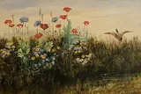 Andrew Nicholl, Bank of Flowers, watercolour on paper