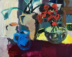 Brian Ballard, Poppies in Bowl, 2001, oil on canvas