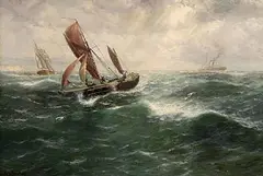 Thomas Rose Miles, Shipping Off the Coast in Squally Weather, oil on canvas