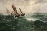 Thomas Rose Miles, Shipping Off the Coast in Squally Weather, oil on canvas