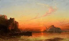 James Francis Danby, Boatmen Along the Aegean Coast at Sunset, 1868, oil on canvas