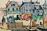 Norah McGuinness, By The Harbour, gouache and watercolour on paper