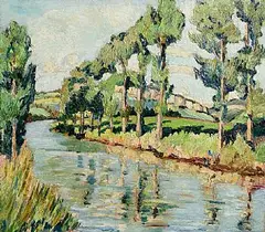 Letitia Marion Hamilton, Poplars In The Jura Valley, oil on canvas