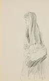 John Butler Yeats, The Flower Seller, pencil on paper - (second image verso)
