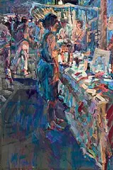 Arthur K. Maderson, Market in France, oil on board
