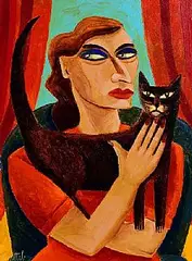 Girl with Cat by Graham Knuttel, oil on canvas laid on board, sold Apr 2026