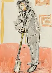Gerard Dillon, The Turf Digger, watercolour on paper