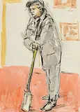Gerard Dillon, The Turf Digger, watercolour on paper