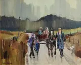 Robert Taylor Carson, Itinerant Family, 1982, oil on board