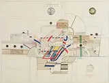 Saul Steinberg, Via Airmail, 1970, lithograph with foil stamping - numbered 50 from edition of 150 - printed by Maeght in 1970