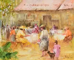 Elizabeth Brophy, The Pink Awnings, oil on board