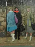 Patrick Leonard, Bus Stop, Dublin Road, Skerries, 1979, oil on board