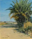 James English, Sketching El Fondo Spain, oil on board