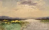 Bog Landscape with Yellow Gorse by William Percy French, watercolour on paper, sold Oct 2025