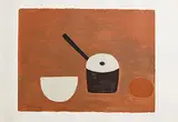 William Scott, White Bowl, Black Pan on Brown, 1970, screenprint in colours on wove - number 60 from an edition of 100 - published by Leslie Waddington Prints, London