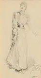 John Butler Yeats, Elegant Lady, pencil drawing (second image verso)