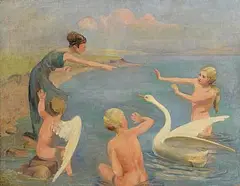 George William Russell, The Children of Lir, oil on canvas