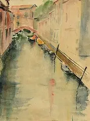 May Guinness, Canal, Venice, watercolour on paper