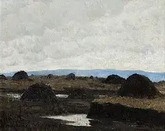 Paul Henry, A Grey Day on the Bog, 1928, oil on board