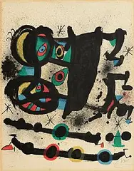 Hommage to Josep Sert by Joan Miro Spanish, 1972, lithograph on Guarro paper - number 85 from an edition of 150 - printed by Poligrafa Barcelona, sold Oct 2025