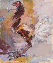 Frightened Cockerel by Basil Blackshaw, oil on canvas, sold Oct 2025