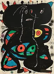 Hommage aux Prix Nobel - Tribute to the Nobel Prize by Joan Miro Spanish, 1976, original lithograph in colours - number 43 from an edition of 100 - published by Galerie Borjeson Malmo and printed by P, sold Oct 2025
