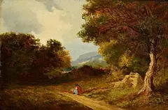 James Arthur O'Connor, Traveller at Rest in a Wooded Landscape, 1831, oil on panel