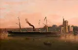 Steamship Passing Blackrock Castle by George Mounsey Wheatley Atkinson, oil on canvas, sold Oct 2025