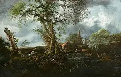 William Sadler II, Highway Men on Horseback with Church and Ruin in Foreground, oil on panel
