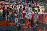 Arthur K. Maderson, The Night Market, Le Vigan, Gard, France, mixed media on board