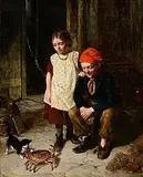 William Hemsley, Play Mates, oil on canvas