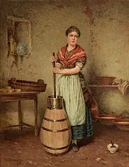 William Magrath, In The Dairy, 1876, watercolour on paper