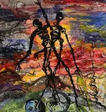 Helen Bradley, Abstract Figures, mixed media on paper