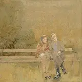Basil Blackshaw, Couple in St. Stephen's Green, oil on linen