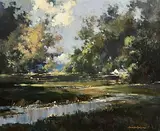 George K. Gillespie, Sunlight and Shadows, oil on board