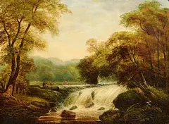 William Howis, Salmon Leap near Lucan, oil on canvas