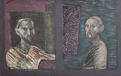 Brian Bourke Hrha Irish, Two Self Portraits, oil on canvas