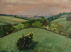 Harry Kernoff, View of Dublin Mountains from Bohernabreena, Glenasmole, 1924, oil on board