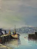 Norman J. McCaig, The Old Harbour, Cobh, oil on canvas board
